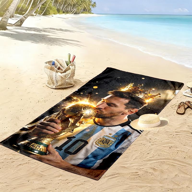 1pc Football Star Messi Beach Towel, Soft Beach Towel Suitable for Beach Swimming, Outdoor Camping and Traveling