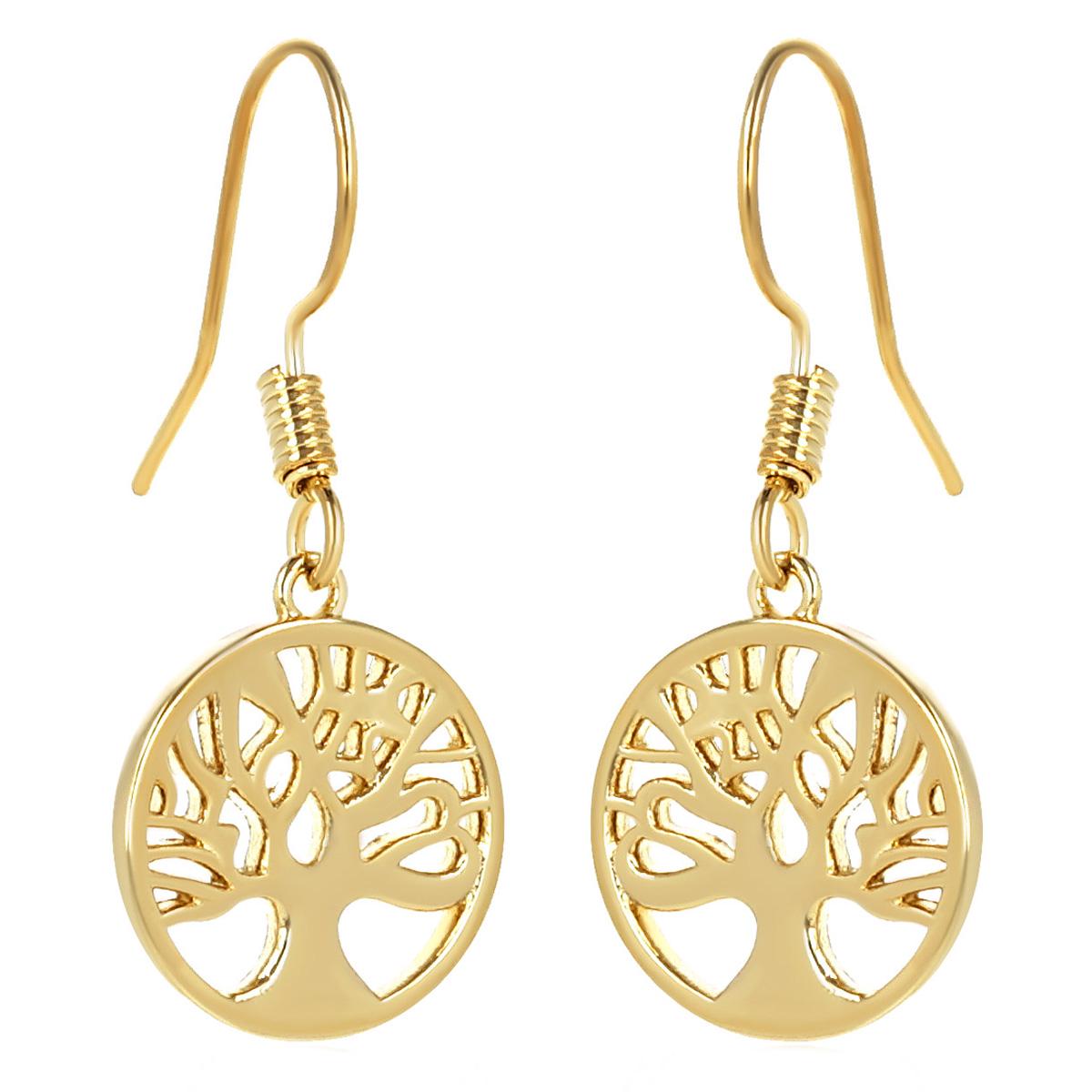 

Les Trésors De Lily [Q4578] - Позолоченные серьги Древо жизни золотистый - 12 мм