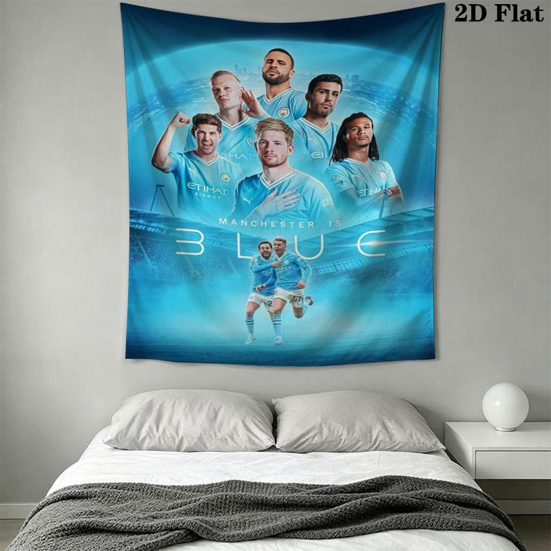 Forever MCFC BlueWall Hanging Printed Fabric Blanket Decorative Tapestries for Bedroom Living Room Home Decor