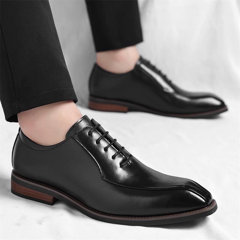 Fashion British Style Men's Business Leather Shoes Classic Gentleman High Quality Style Groom's Wedding Dress Black Brown Plus Size