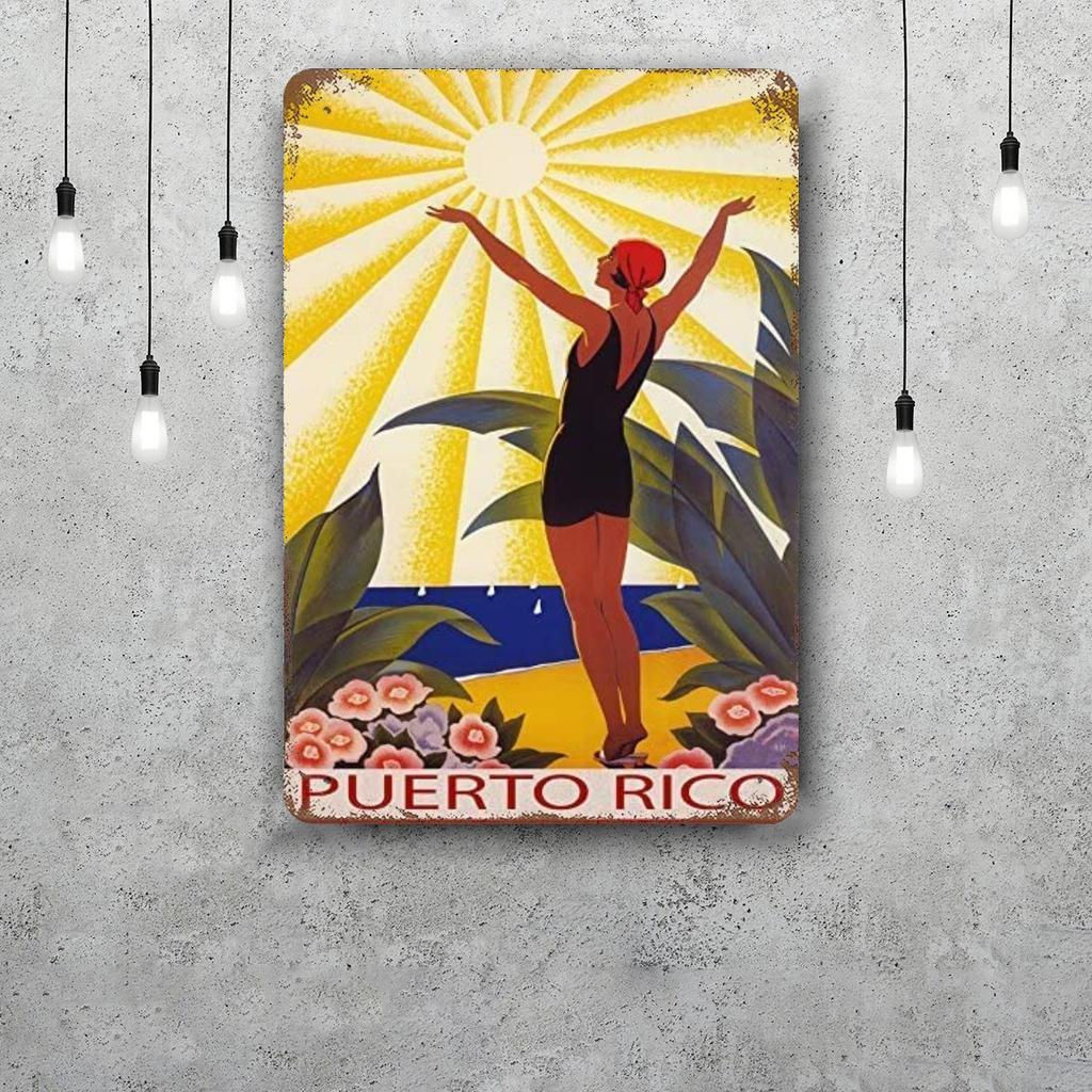 puerto rico Decor Poster Vintage Tin Sign Metal Sign Decorative Plaque for Pub Bar Man Cave Club Wall Decoration