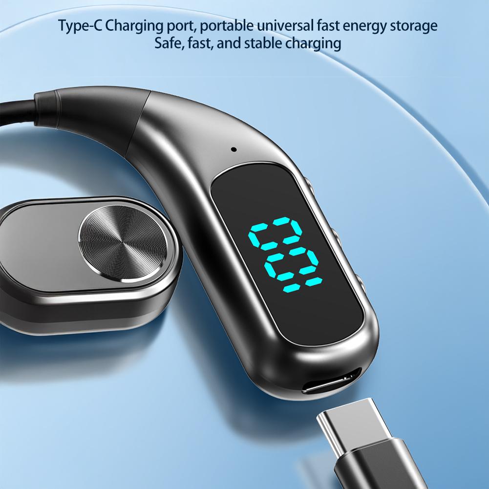 Rotatable Wireless Bluetooth Headphones With Digital Display Open-Ear Business Bone Conduction Clip-On Headphones