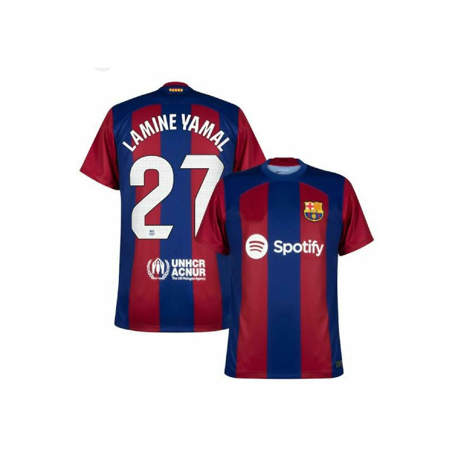 

Ламинированная домашняя майка Ямала нового сезона 2023/24 Барселоны