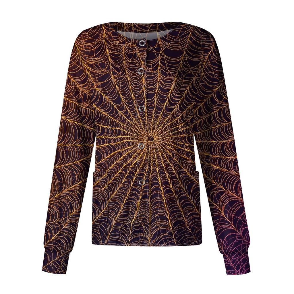 Dámské ležérní oblečení s dlouhým rukávem, jednořadové halloweenské oblečení s potiskem Cardigan Top oblečení Uniformy