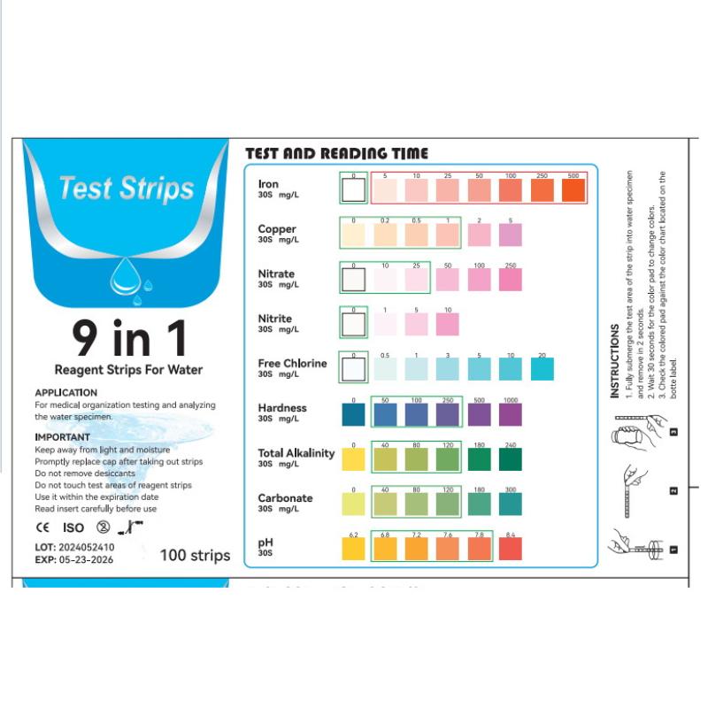 Aquarium Test Strips 9-IN- Water Quality Kit Fast Detection PH Nitrite Nitrate for Fish Pond Tank 00 Pcs