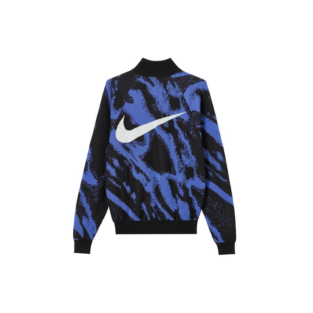 Nike Pletený teplý pulovr s logem Polovysoký límec Mikina Pánská mikina Modrá FB7842-411