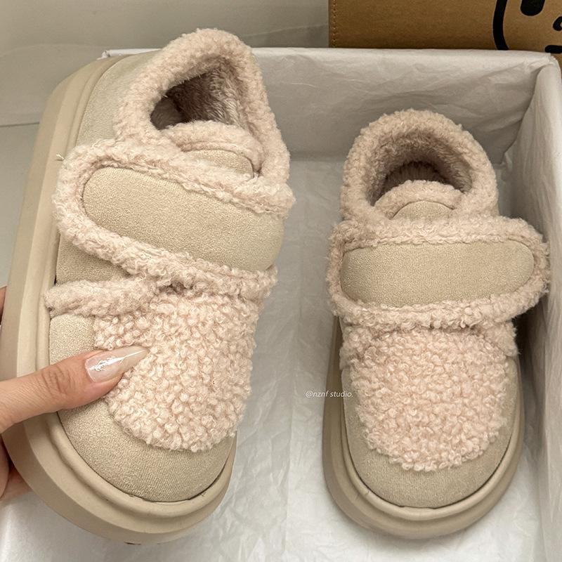 Fashion warm and warm Velcro heightened platform cotton shoes women's 2025 new winter velvet thickened bread shoes