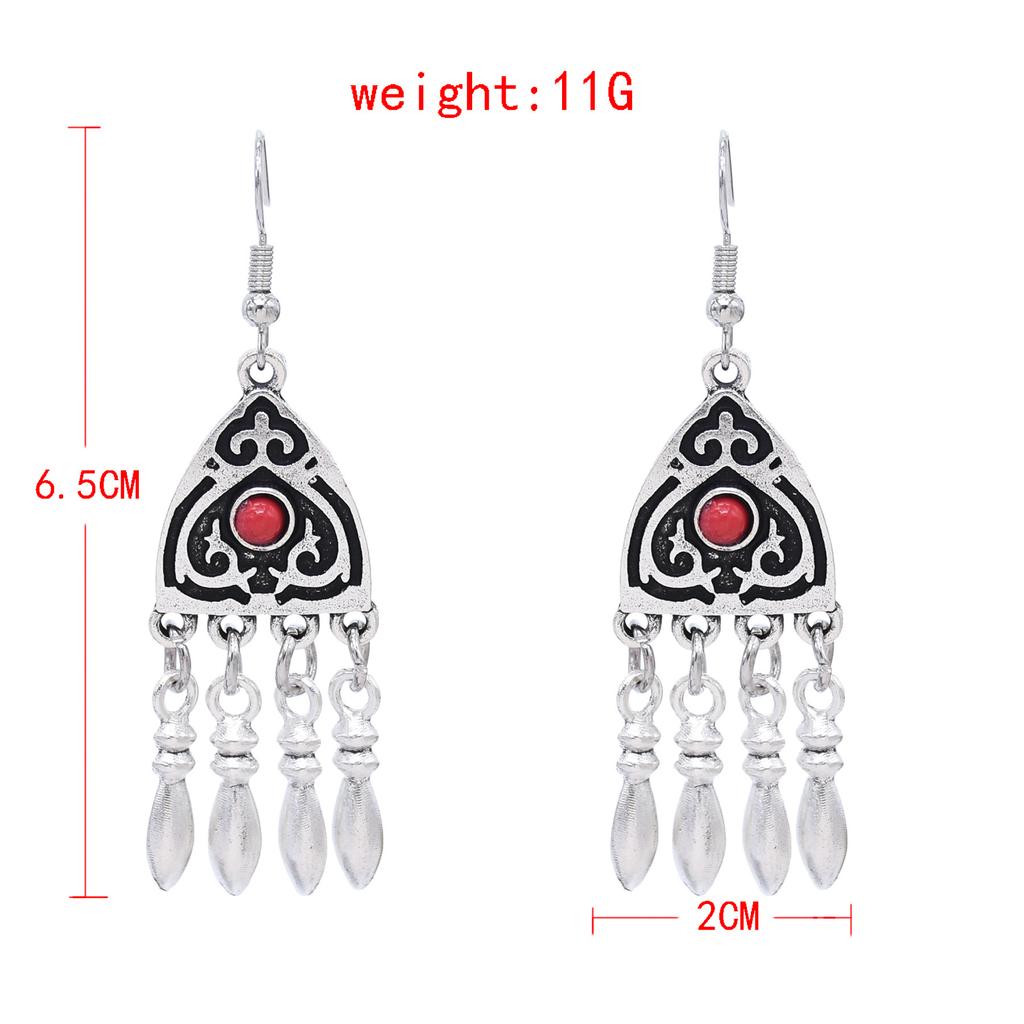 Retro Earrings Women's Ethnic Style Fringed Earrings Xinjiang Ancient Style Earrings Festival Scenic Accessories