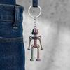 Metal Robot Keychain Vintage Movable Joints Screw Robot Key Ring Pendant