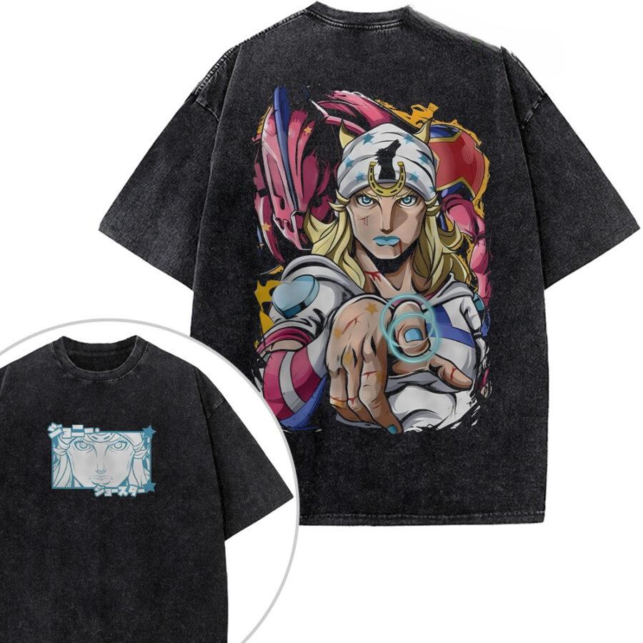 Popular Anime 'JoJo's Bizarre Adventure' Noriaki Kakyoin Outfit Unisex T-Shirt Washed Cotton Retro Trendy Tee