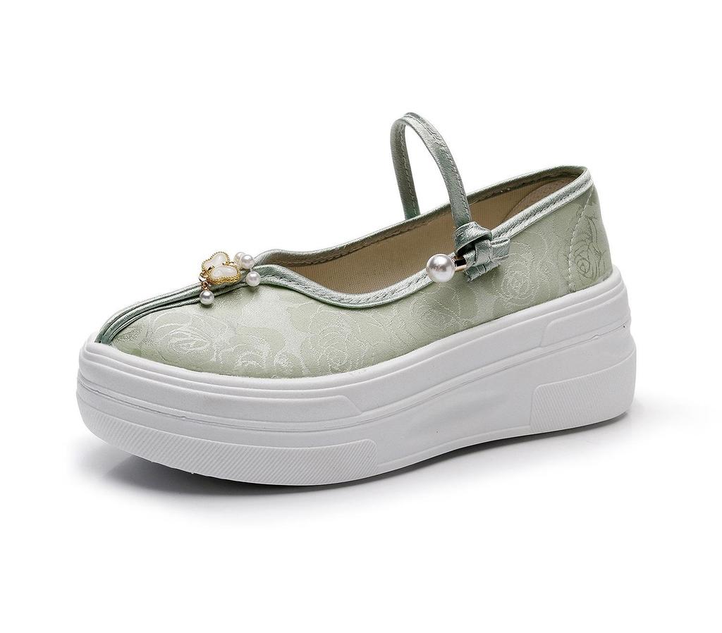 Women's Ancient Style Hanfu Shoes - Thick-Soled, Height-Increasing, Comfortable Chinese Embroidered Cloth Footwear