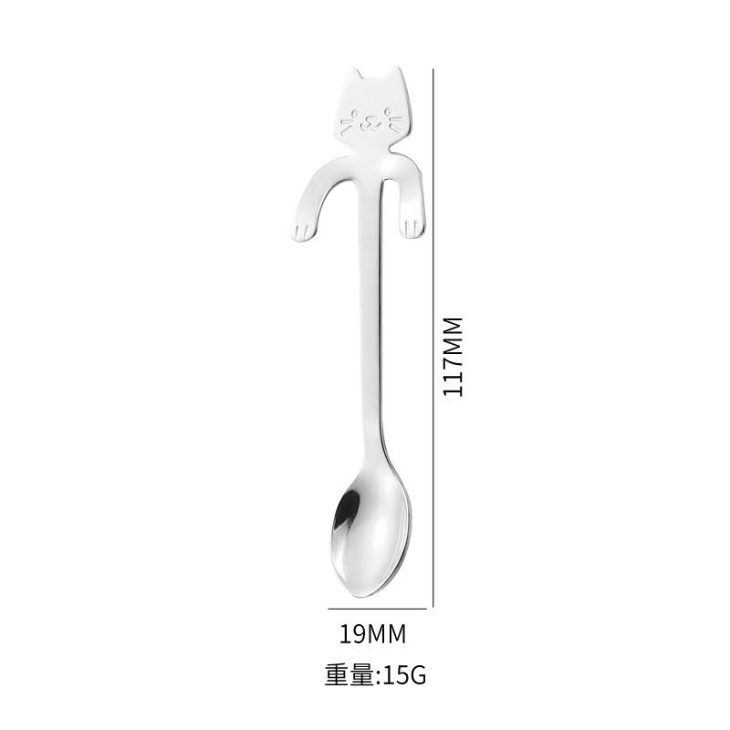 1/2pcs Cute Cat Shape Stainless Steel Teaspoon Set In Silver and Gold - Perfect for Coffee, Tea, and Desserts 1pc