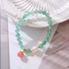 100% Natural Freshwater Pearl & Green Chalcedony & Strawberry Quartz Trendy Peach 14K Gold Filled Ladies Beads Chain Bracelet