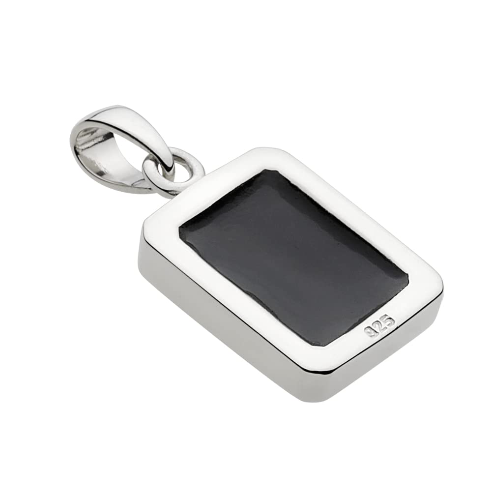 Figmart Cross Stone Pendant with Zirconia and Onyx [Silver Accessory] Fp0180