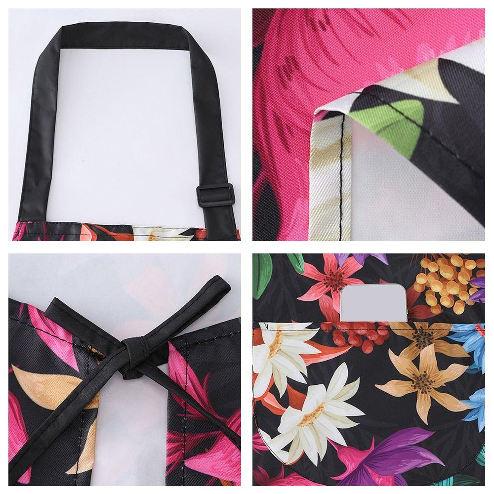 Flower Print Kitchen Apron Anti-fouling Sleeveless Restaurant Uniform Waterproof Breathable Catering Work Clothes for Women