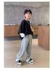 Pantaloni della tuta neri da ragazzo per primavera e autunno - Vestibilità casual leggera per bambini e adolescenti