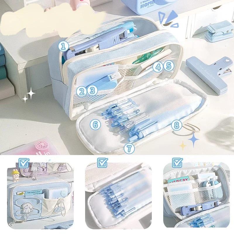 Cartoon Puppy Pencil Case for Kids Large Capacity Stationery Scrapbook Storage Bag Portable Sweet Pencil Bag Student Supplies