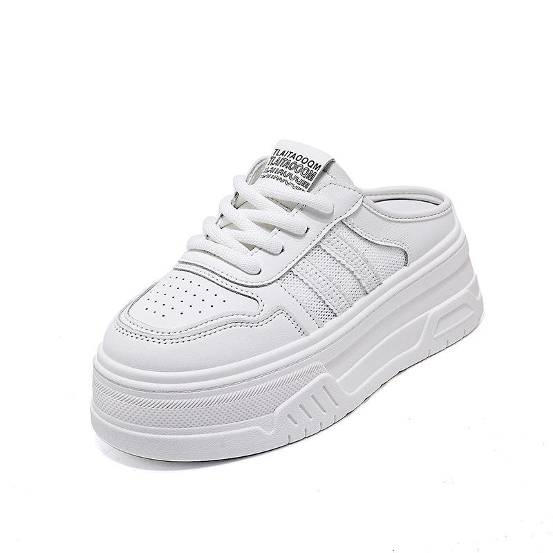 

Little white shoes 2025 new spring and autumn versatile height-increasing muffin thick-soled small comfortable sports and leisure bag head half drag 34 белый