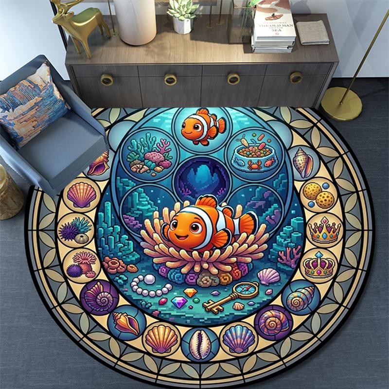 Underwater Adventure Round Area Rug Under Office Chairs Bedroom Living Room Home Decor