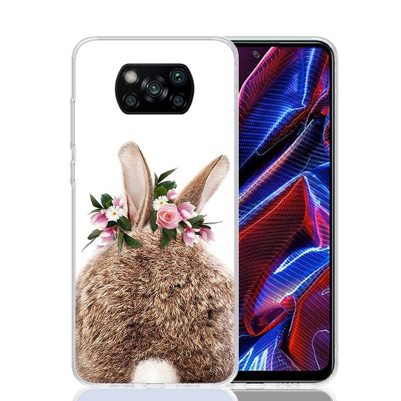 Cute Bunny Baby Rabbits Case Phone Cover for Xiaomi Redmi Note 10 9 9S 8 8T 7 5 Pro Mi 12T 11T 10T 9T 12 11 Lite A3 A2 Trend Fun