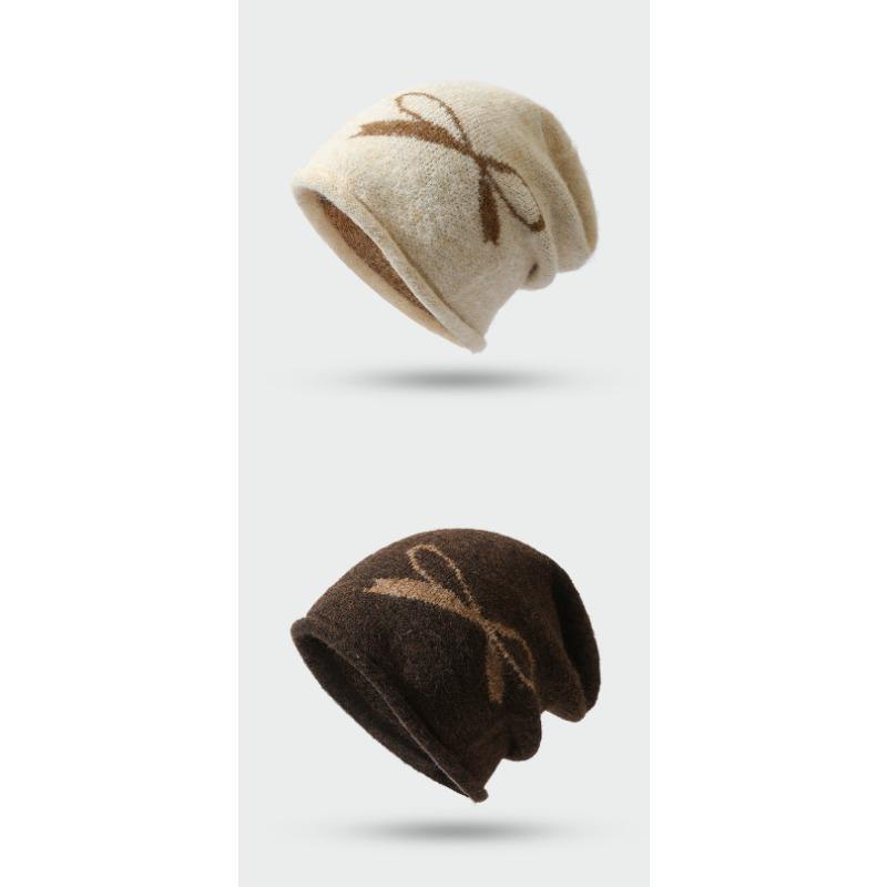 Women S Knitted Beanie Hat With Bow For Autumn Winter Warmth Cover Face