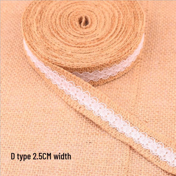 2.5CM Linen Roll Lace for DIY Handmade Crafts and Christmas Wedding Decor