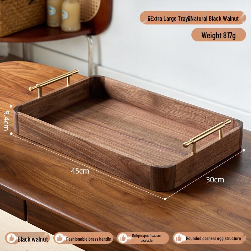 

Solid Wood Rectangular Serving Tray with Handles