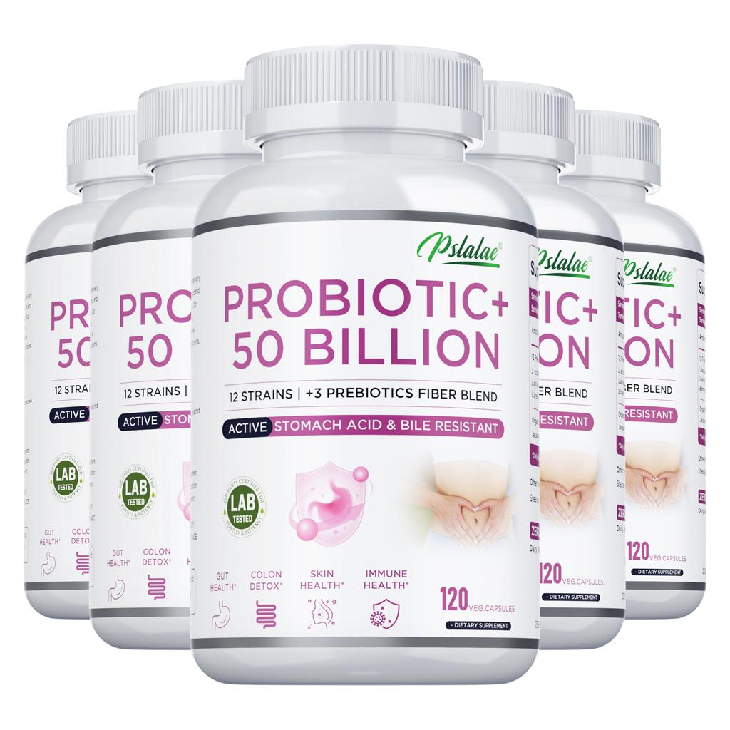 Capsule Nutrizionali Probiotiche Pslalac, Contenenti 12 Ceppi di Prebiotici, Integratore Nutrizionale Quotidiano