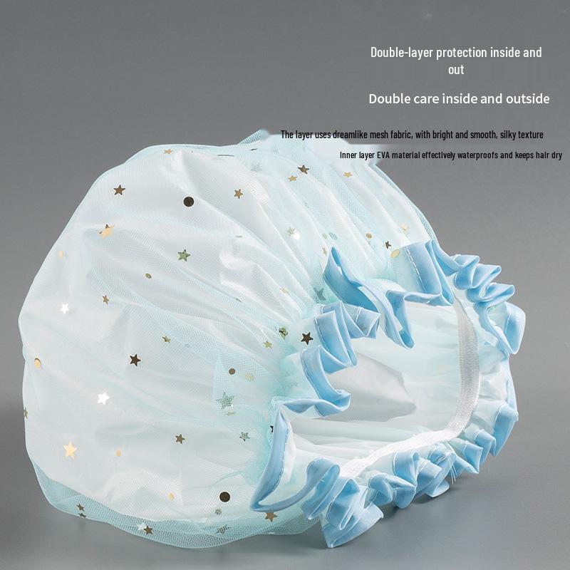 Extra Thick Starry Sky Shower Cap - Waterproof, Oil & Smoke Proof for Kids & Adults