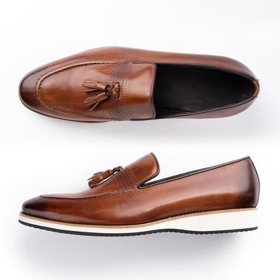 Mode Britse Stijl Ademend Instapper Loafer Jurk Leren Schoenen Retro Kwastje Zakelijk Casual Schoen Comfortabele Rijdende Leren Schoenen