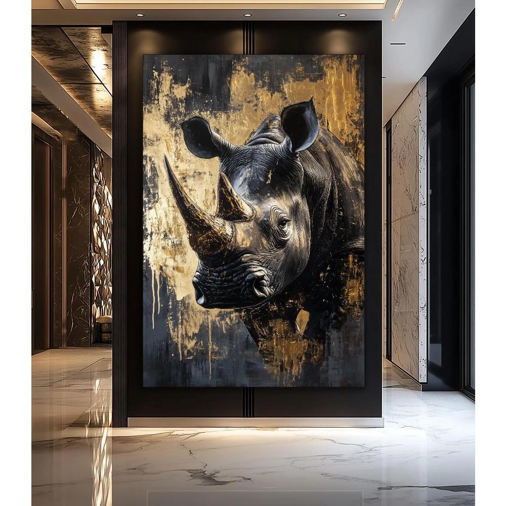 Fox Elephant Eagle Canvas Painting Black Gold Animal Print Poster Luxury Wild Animal Decoration Abstract Modern Gold Home Decor