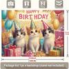Party Backdrop Kittens Adorable Trio Balloons Festive Celebrations Photo Booth Decor Birthday Party Decor
