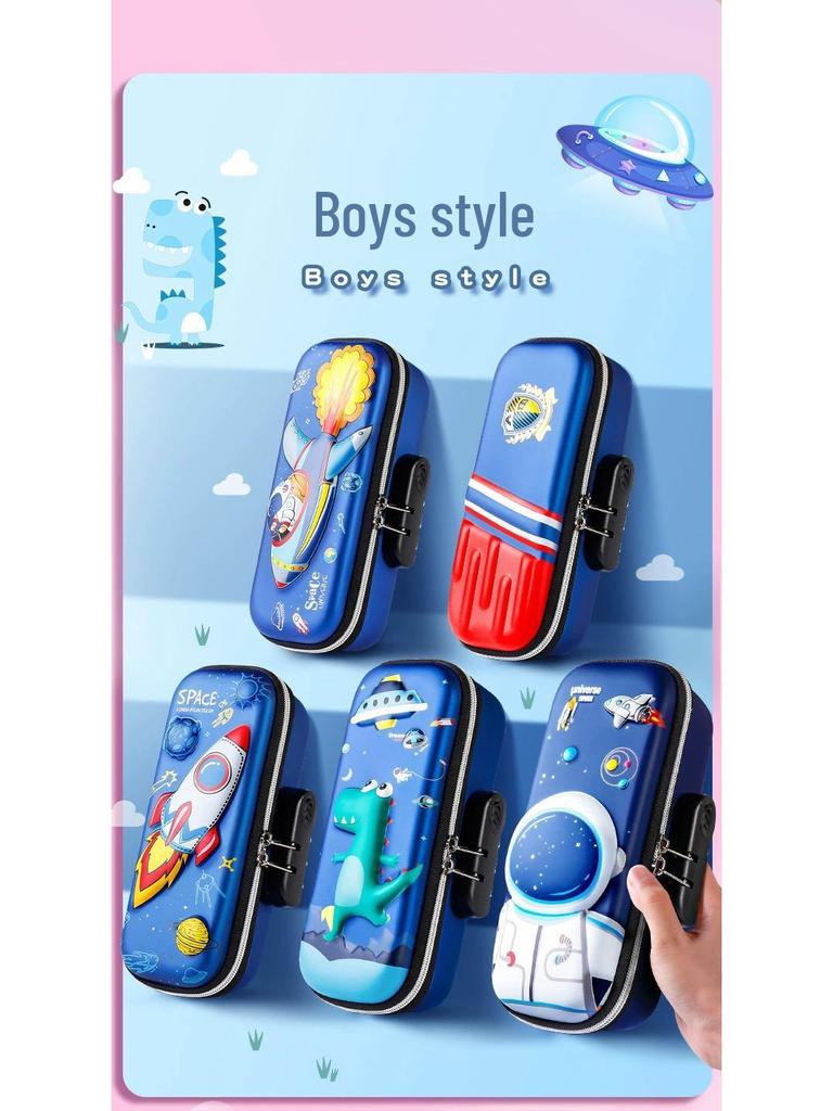 Piórnik 3D z zamkiem na hasło o dużej pojemności dla szkoły podstawowej i przedszkola - Uroczy, kreatywny, wielowarstwowy design