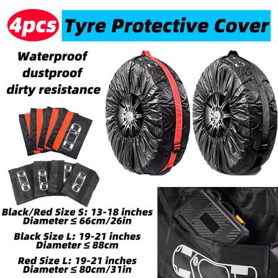 4 Pièces Housses de Pneu de Voiture Imperméables, Anti-poussière et Résistantes à la Saleté Housse de Roue de Secours pour Pneus de 13-18 Pouces / 19-21 Pouces