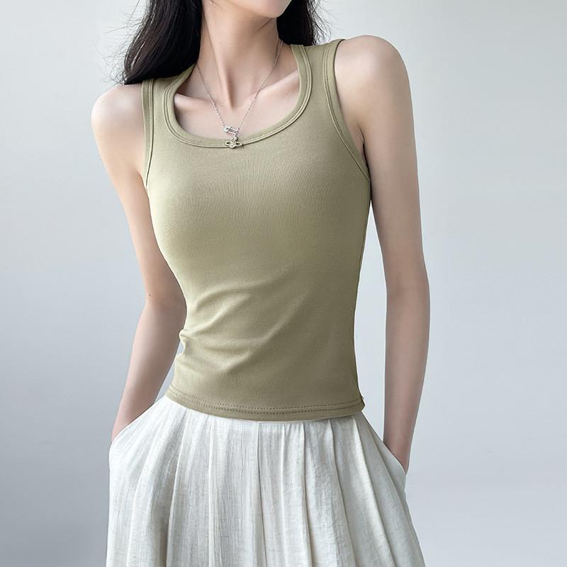 Cotton Sleeveless Tank Top With Wide Straps For Summer Yoga And Beach Wear