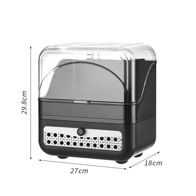 Kosmetik-Aufbewahrungsbox im chinesischen Stil: Staubdichter Schreibtisch-Organizer für Lippenstift, Masken und Hautpflegeprodukte mit Schubladen.