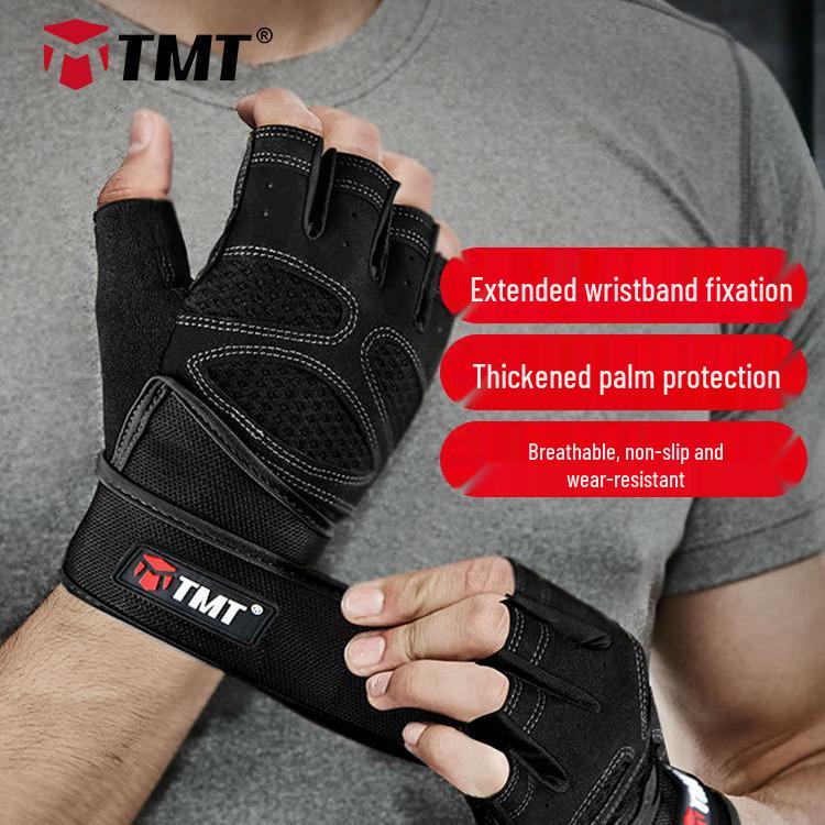 

TMT Унисекс Фитнес Перчатки - Гантели, Подтягивания, Велоспорт, Противоскользящие, Поддержка запястья, Полупалые. Small