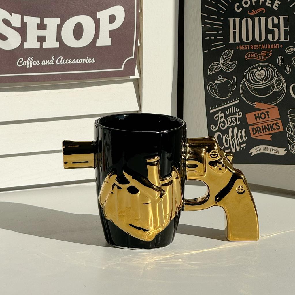 Revolver Bizarre Tassen Jungen Tee Kaffee Tassen Keramik Wasser Tassen Abstrakt Lustig Geburtstagsgeschenke