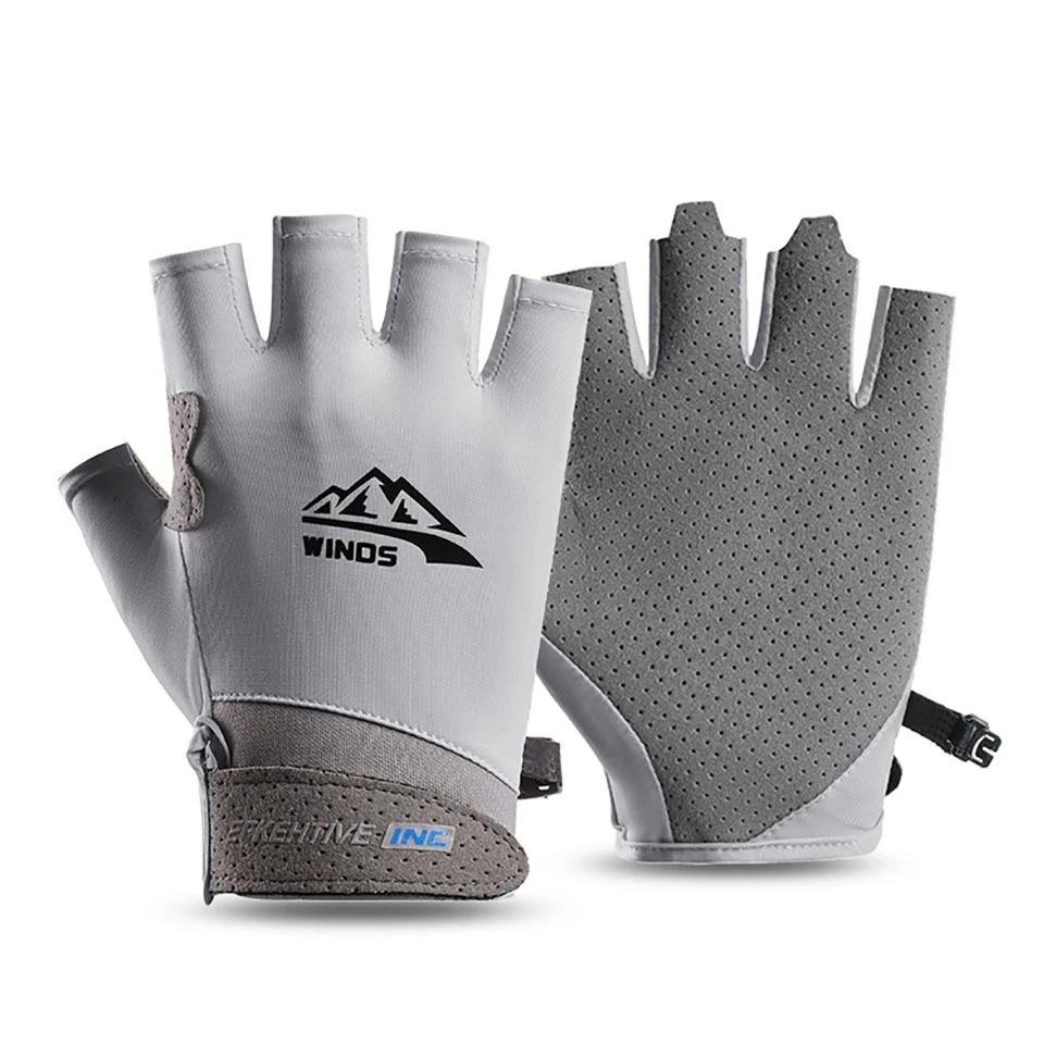 1Pair Fingerless Gloves for Men Women UV Sun Protection Half Finger Glove for Fishing Paddling Sailing Rowing Sports Gloves