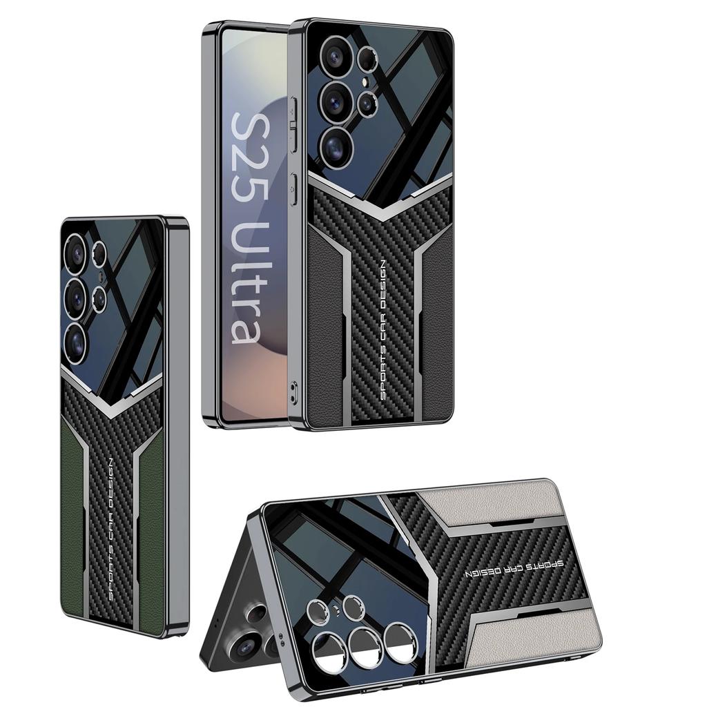 Electroplated Plain Leather Case for Samsung Galaxy S25 S24 S23 Ultra Shockproof Soft Edge Cover for Galaxy S25 Ultra Case