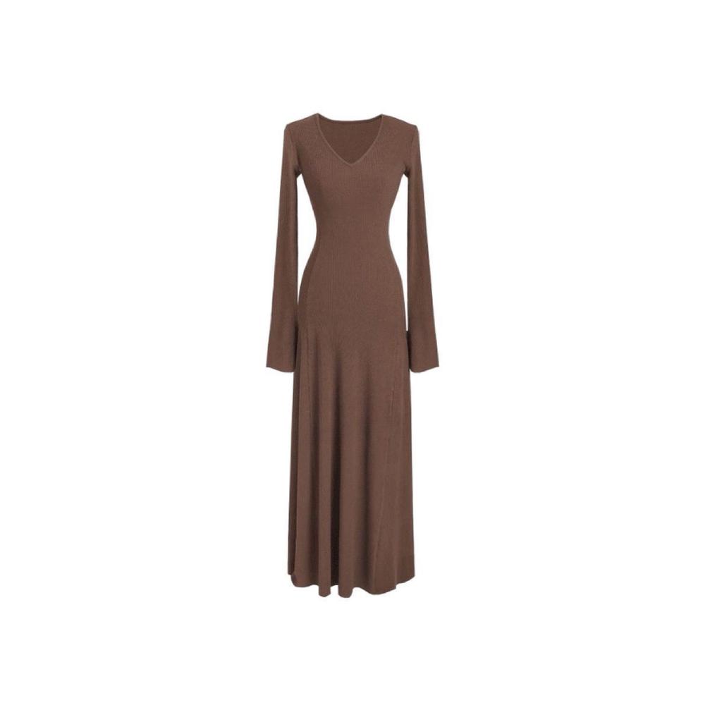 Hochwertiges Schwarzes Langarmkleid Herbst Winter Neu Königlicher Schwesternstil Schmale Taille Unterzieher Langer Rock