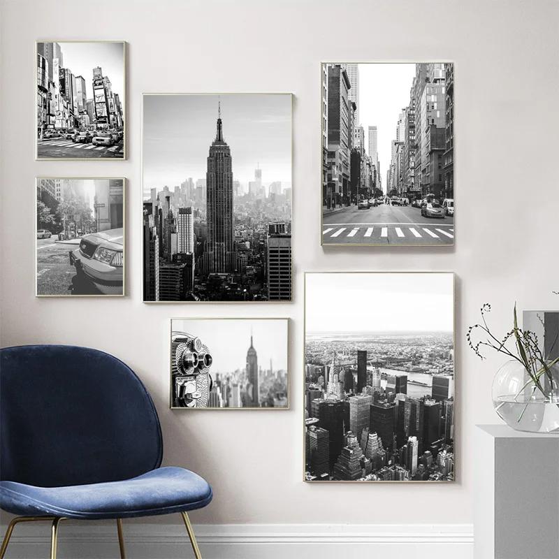 New York City Canvas Painting Posters and Prints, Black and White Wall Art Pictures, Living Room Decoration, Home Decor