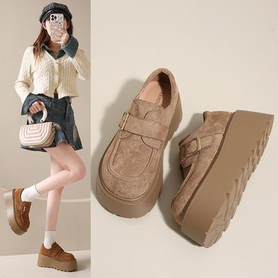 All-inclusive Spring New Small Leather Shoes Retro Fashion Platform Muffin Sole Casual Boken Single Shoes