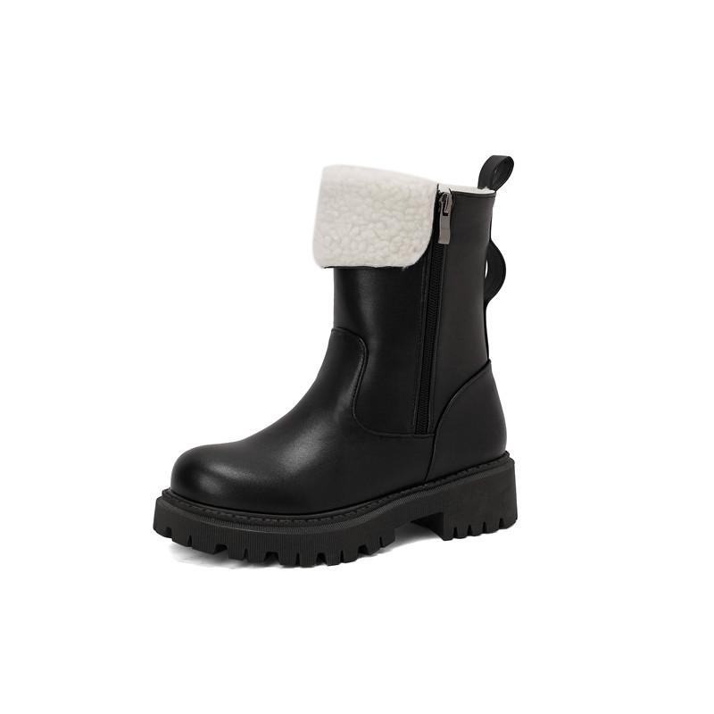 Women's low-heeled short boots autumn and winter new warm plush short boots versatile large-size short boots