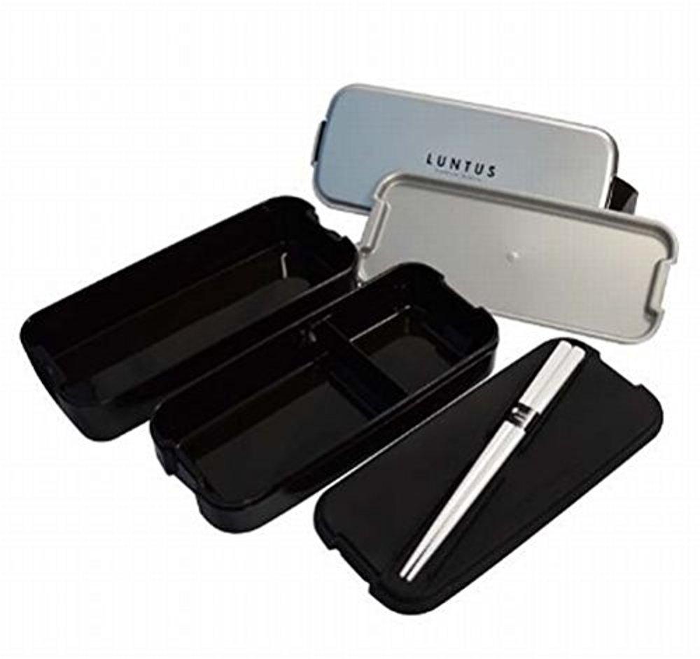 Asvel Lantus FL Lunch Box with Two-Tier Back, Silver, SS-T640