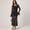 European American Fashionable Lace Dress Sexy Slim Long-sleeved Bag Hip Women
