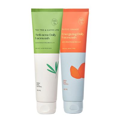 BBB - BETTER BODY BOMBAY Brightening Daily Facewash with Vitamin C 100 Ml | BBB Better Body Bombay Tea Tree & Kaffir Lime Anti-acne for Oily | Pimp
