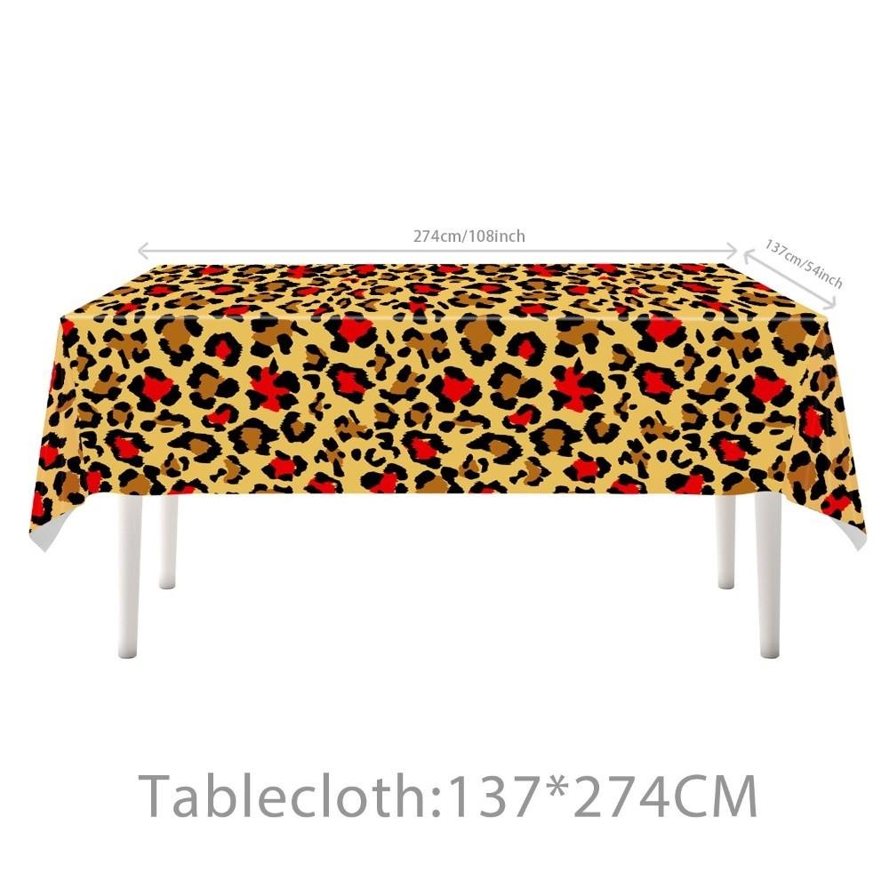 96PCS Tablecloth Tableware Set Napkin Leopard Party Supplies Boys Kids Women