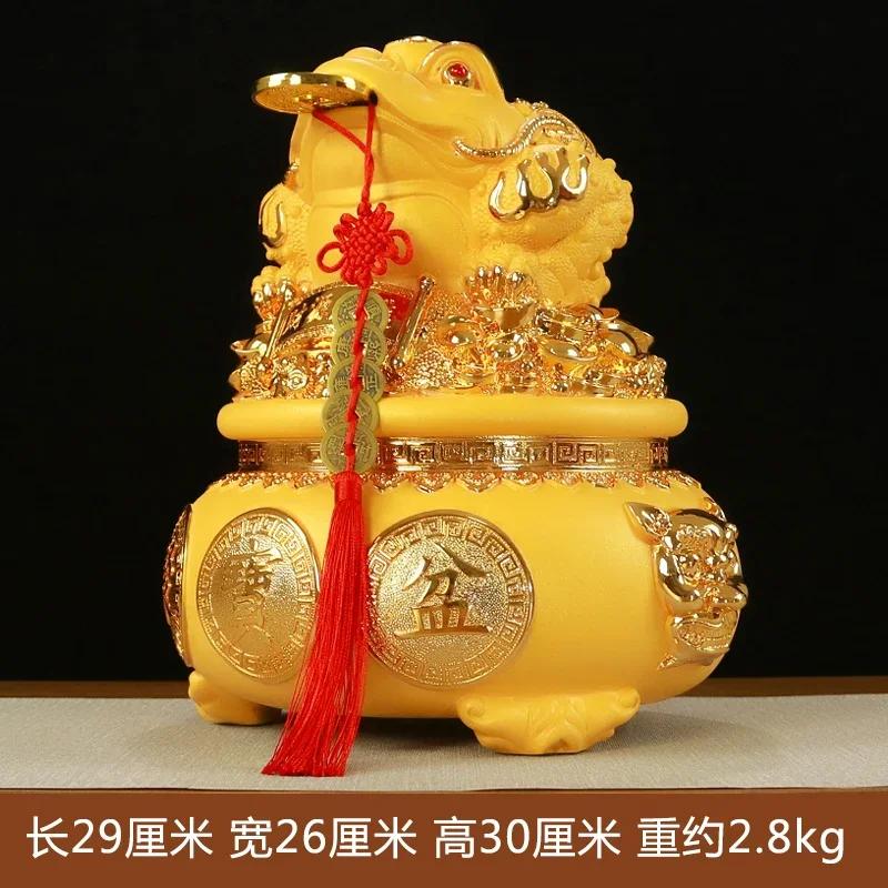 Chinese Golden Toad Sculpture Resin Ornaments Piggy Bank Crafts Living Room Wine Cabinet Decorations Opening Gifts Lucky Money