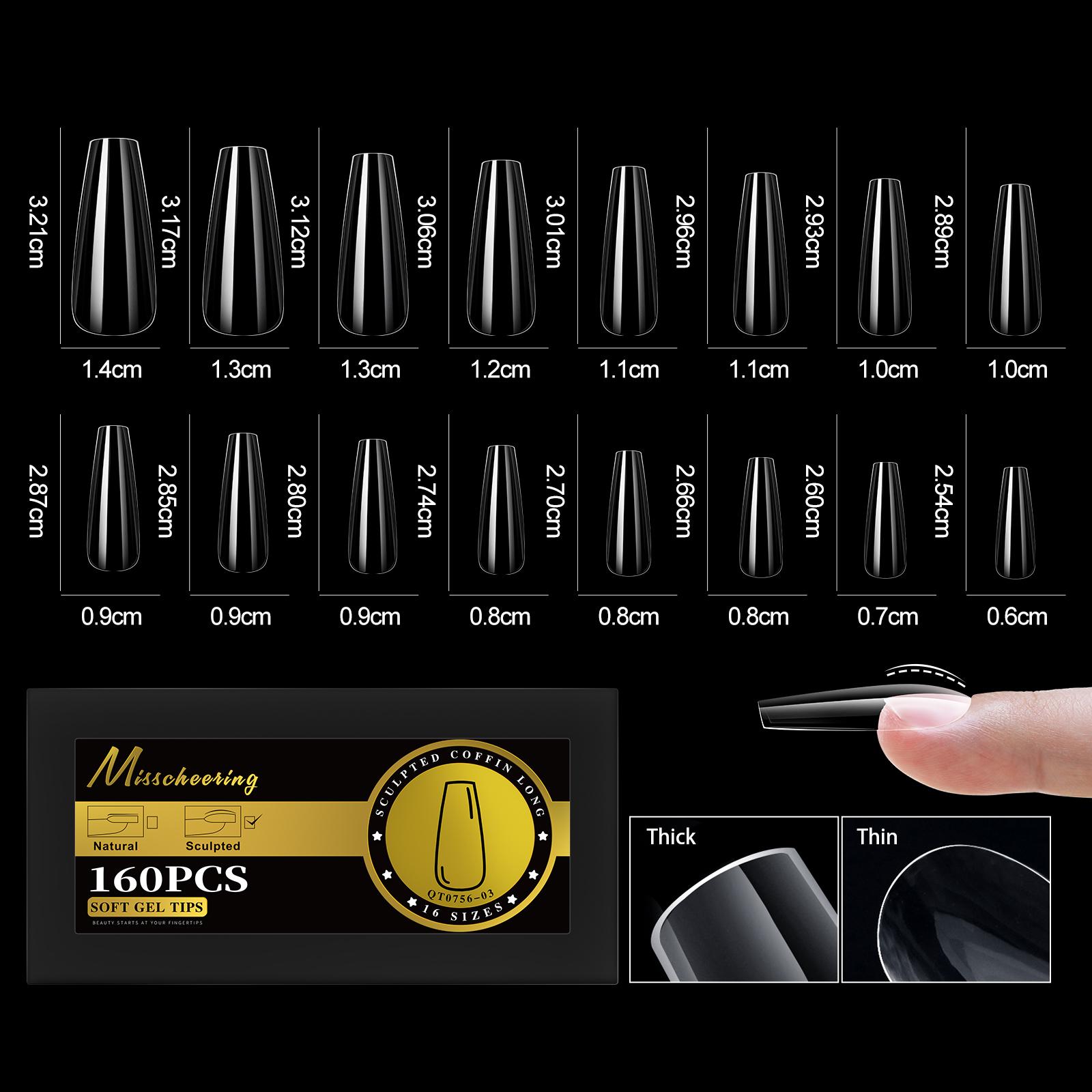 

S-2XL Glossy False Nail Tips Sculpted Soft Gel Almond Coffin Stiletto Full Cover Press On Nails Artificial DIY Extension Supplie